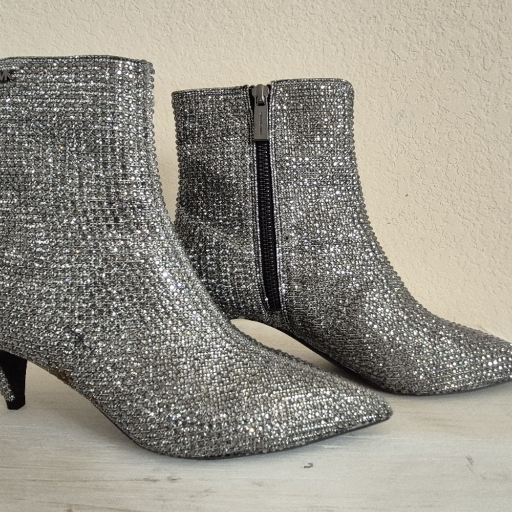 Michael Kors Collection Silver Sequin Ankle Boots